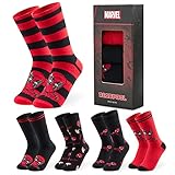 Marvel Socken Herren, Deadpool Herren Socken 5er Pack, Lustige Socken