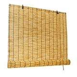 Bambus Rollo Bambusrollo 45-160cm Sichtschutz Rollos In Bambus Wärmedämmung/Belüftung Bambusrollo Fenster Atmungsaktives Bambus Raffrollo Jalousine Für Terrasse Garten Küche Schilfrohrvorhang (Color