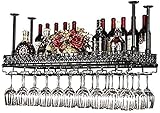 GAJUST Schöne Wein Rack Wein Rack Decke Wein Racksbarrestauranthingwine Glas Rack Europäische Retro Eisen Wein Glas Hängende Rack Becher Halter Regal Für Küche Bar Restaurant/Bronze/100 * 35 * 12Cm