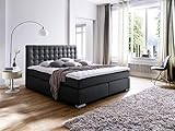 möbelando Boxspringbett Polsterbett Ehebett Doppelbett Bett Lenno schwarz 160x200 cm H2/H3