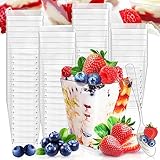 NCKIHRKK 60 Stück Dessertgläser mit 60 Stück Löffeln, 5OZ/160ML Dessertschalen Set, Wiederverwendbar Dessertbecher Plastik für Dessertparty Pudding Mousse Eisbecher Eis