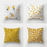 Zaafeen Kissenbezug 40x40cm 4er Set Dekokissen Kissenbezüge Platz Linen Dekok Sofakissen Skandinavien Gelb Kopfkissenbezug für Schlafzimmer, Wohnzimmer, Sofa, Stuhl, Bett, Garten Deko Kissenhülle