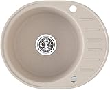 LINDBERGH® Granitspüle 'OVA22' Beige Einbauspüle Küchenspüle Spüle Spülbecken + DREHEXCENTER - Verbundstoffe MADE IN GERMANY