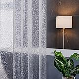 Furlinic Duschvorhang Überlänge Badvorhang Anti-schimmel Wasserdicht für Badewanne und Dusche Transparent Eva Vorhang Antibakteriell Kieselstein Extra Groß 200x200cm mit 12 Duschringen und Steinen.