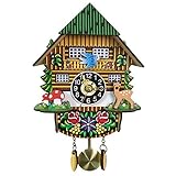 Mini-3D-Cartoon-Kuckucksuhr, Moderne Pastorale Kuckucks-Wanduhr für Wohnzimmer, Kinderzimmer-Wanddekoration, 1-Tages-Mechanismus, kreative Geschenke für Kinder, 16,4 x 7 x 19,7 cm