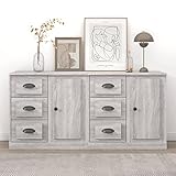 ZEYUAN Sideboards 2 STK Kommode Schlafzimmer, Schlafzimmer Möbel, Esszimmer Schrank, Komodenschrank, Buffetschrank, Büromöbel, Grau Sonoma Holzwerkstoff