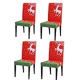 LahAd Stuhlhussen günstig Stuhlhussen kaufen Stuhl Protektoren abdeckungen Universal Stuhl abdeckungen Abdeckungen für esszimmer stühle Stretch Stuhlhussen Set of 4,red