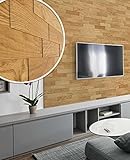 wodewa 200 Wandverkleidung Holz 3D Eiche Natur geölt 1m² Wandpaneele Moderne Wanddekoration Holzverkleidung Holzwand für Wohnzimmer, Küche, Schlafzimmer