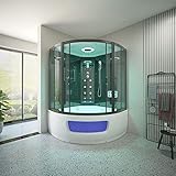 TroniTechnik® Dampfdusche Komplettdusche 2 Personen 4in1 Duschtempel Whirlpool Badewanne Dampfsauna mit Regendusche, Fußmassage, Radio Dusche 150x150 Fertigdusche freistehend Runddusche Wellnessdusche