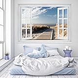 Fototapete Strand Fenster 183 x 127 cm inklusive Kleister Fenster Ausblick Meer Strand Dünen Ozean ocean way Tapete