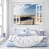 Fototapete Strand Fenster 183 x 127 cm inklusive Kleister Fenster Ausblick Meer Strand Dünen Ozean ocean way Tapete