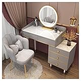 Makeup Vanity mit Lichtern, Vanity Desk mit Spiegel & 3-Farben dimmbar, Schminktisch mit Schublade für Schlafzimmer, Badezimmer