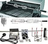 DRULINE Grillspieß Set, 83 cm, inkl. Edelstahl mit Motor, 220V - 240V, 8x8mm Drehspieß, Rotisserie, Drehspiess Grillspieß für Gasgrill holzkohlegrill Grill grillzubehör feuerschale grillkorb Elektrischer BBQ