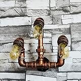 VVHUDA 3 Lichter Wasserleuchte Industrie Steampunk Wandleuchte Wandleuchte Metall Schmiedeeisen Nachttischlampe 40W Glühbirne für Bar Restaurant Hotel Scheune Dekorative Wandleuchte E27 small gift