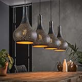 famlights Vintage Deckenlampe Nela in Braun für Esstisch/Retro Pendelleuchte/Esszimmerlampe industrial Dimmbar Hängelampe Metall Esszimmer/Deckenleuchte Pendelleuchte Hängeleuchte E27