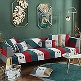 YUTJK Elefantenstreifen-Sofakissen, Couchdecken, Ecksofa-Bezug, Sofa Abdeckung, Chaiselongue-Sofabezug, Weicher Atmungsaktiver Sofaschoner, Für Ledersofas, rot
