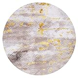 ARUGYTEI Teppich Rund,Shadow Gray, gelb orange Abstract,Yellow, ø 190 cm,Teppiche Gegend, Kurzflor Wohnzimmerteppich Modernes Schlafzimmer Deko, Pflegeleicht