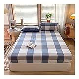 100% Baumwolle Spannbetttuch Knitterfrei Stretch Superweiches Atmungsaktiv Mit Gummizug Bettlaken Maschinenwaschbar (Color : D, Size : 150x200cm+25cm)