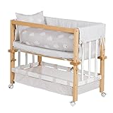 roba Stubenbett 4 in 1, Beistellbett 'Kleine Wolke' Babybett, Wiege & Bank, bicolor, mit Ausstattung, 8952BCV201, beige