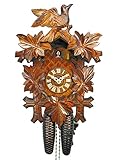 Schwarzwälder Kuckucks-Uhr/Schwarzwald-Uhr (original, Zertifiziert), 8-Tage-Werk, mechanisch, 5 Laub-Blätter, 1 Vogel, Kukusuhr, Kukuksuhr, Kuckuksuhr (schönes Weihnachts-Geschenk)