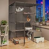 Katzenkäfige Indoor, Indoor Cat Cages Gehäuse, DIY Abnehmbare Metalldraht Zwinger Kiste Großer Übungsplatz Kleintierkäfig Zusammengebaute Katzengehege mit 2 Türen für Haustiere, Ideal für 1-