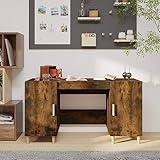 Youuihom Arbeitstische, Laptop-Schreibtische, Computer-Schreibtische, Schreibtisch Räuchereiche 140x50x75 cm Holzwerkstoff Geeignet für Arbeitszimmer, Wohnzimmer, Büro, Spielzimmer