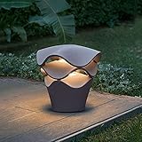 Quevia-Eletro LED Außen Sockelleuchte Aluminium Gartenleuchte Wegeleuchten außen Lampe,6W Warmweiß 3000K, Rasen Terrasse im Freien Tischleuchte Säulelampe IP44 Wasserdichte Villa Pfosten Zaun,Grau