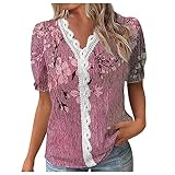 Kurzärmeliges Damen-Top, florales Oberteil für Damen, UK-Sommer-Tuniken für Damen, Tunika-Tops, Damen-Tops, Größe 50, 03-pink, X-Large