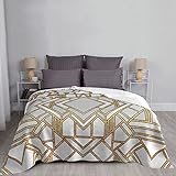 KOBONA Kuscheldecken 140x180cm Fleecedecke Weich und Warme, Graue Geometrie Decke Gedruckte Fleecedecke Weich Wohndecke Tagesdecke Sofadecke zweiseitige Decke Sofa & Bett