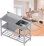 Küchenspülen für zu Hause, Edelstahl-Einzelbecken-Küchenspüle mit Ständer, freistehendes Spülbecken für gewerbliche Restaurants, einfaches Wäschewaschbecken für zu Hause, für Wäsche, Hinterh