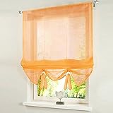 Yujiao Mao Voile Raffrollo Bändchenrollo mit Tunnelzug Gardinen 1er-Pack Vorhang H*B 155 * 80cm Orange
