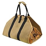 HUOGEE Kaminholzträger Holzkorb Kaminholztasche Multifunktional Kaminholzkorb Faltbarer Kaminholzkorb für Kaminholz aus Gewachstem Segeltuch Perfekt für Kamine und Camping