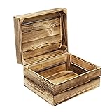 MARWOOD PREMIUM QUALITY Geschenkbox Holz 40x32x22cm eflammt Weinkiste Vintage Kiste Holzkiste mit Deckel Geschenkkiste I Erinnerungskiste Weinkisten Holzbox Holztruhe Aufbewahrungsbox