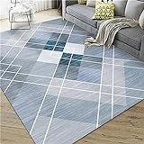 Kunsen Kurzflor Teppich Geometrisch minimalistisches und modisches Wohnzimmer Carpet Living Room grau Rutschfester Teppich Komfortabel80x140CM