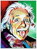 Artland Glasbilder Wandbild Glas Bild einteilig 60x80 cm Hochformat Portrait Albert Einstein Zunge Symbol Physik Wissenschaft U4RL