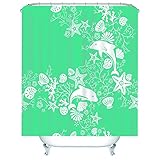 Duschvorhang für Badewanne, Duschvorhang Badewanne Fische Cyanweiß Unterwasserkreaturen Wal Seestern Shell 150x200 Polyester Badezimmer Deko