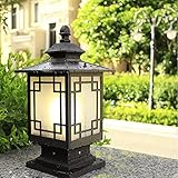 Traditionelle chinesische Außenleuchte, wasserdicht, Villa, Garten, Landschaft, Laternenpfahl, Kopflampe, Stigma-Lampen, Außenwandleuchte, Türpfostenlampe, Schwarz