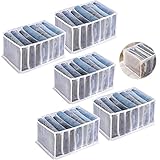 LOMUG Kleiderschrank Organizer, 5 Stück Kleideraufbewahrung aus Mesh, Kleiderschrank Ordnungssystem Faltbare Aufbewahrungsbox Kleider Schrank Organizer Box für Kleidung, T-Shirt, Jeans, Hosen, Hemden