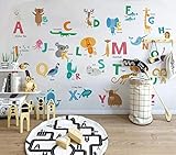 Fototapete Tapete Foto Nordic Cartoon Tier 26 Buchstaben zum Thema Kinder Moderne Wandtapete 3D Wandbilder Tapeten Wohnzimmer Schlafzimmer Wand Dekoration 300x210cm Tongshunj1677