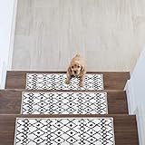 Rugshop Stufenmatten im Boho-Design, rutschfest, 21,8 x 66 cm, cremefarben, 4 Stück
