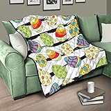 IUBBKI Tagesdecke Steppdecke Gestreifte Bunt Ostereier Steppdecke Kuscheldecke Design Sofadecke Weiß 130x150 cm