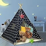 Tipi Spielzelt für Kinder | kinderzelt mit Plüschmatten |kinderzelt für Drinnen, Tipi Kinderzelt für Outdoor- und Indoor-Kinderspaß, (120X120X150cm)