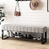 EnixWh Verdickter Samt-Luxus-Schuhhocker, weiche Aufbewahrungsbank für das Wohnzimmer, Eingangsbank, Schuhschrank, grau, 80 x 45 x 32 cm (31 x 18 x 13 Zoll)