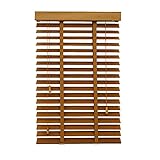XMAGG Holzjalousie 50mm Eiche Holz Jalousie Jalousette Echtholz mit Zugschnur und Drehstab, Jalousette mit Lamellen für den Innen-Bereich, schnelle und einfache Montage,60x220cm