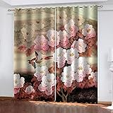 Hundnsney Ösenvorhang Blickdicht 2Er Set 3D Rosa Pfingstrosenblume Muster Thermo Vorhänge Gardinen Wohnzimmer Schlafzimmer Kinderzimmer Küchengardinen Modern Fensterdekoration 210X220cm (HxB)