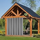 AMMAN Outdoor Vorhang Wasserdicht mit Ösen, 1 Panel Blickdicht Outdoor Gardine für Garten Pavillon Terrasse Veranda Balkon, grau, B213xH213cm
