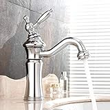 XLLQYY Nostalgie Retro Waschtischarmatur 360°Drehbar Bad Wasserhahn Einhebelmischer Waschbecken Armatur Badarmatur Mischbatterie Waschtischbatterie f.Badzimmer aus Messing