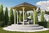 CHILLROI® Sechseckiger Holzpavillon 235 x 208 cm | Gartenpavillon | Terrassenüberdachung | kesseldruckimprägniert