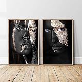 TOYOCC Nordischer Stil, 2 x 40 x 60 cm, ohne Rahmen, Afrikanische Kunst, Schwarz, Gold, schöne Damen, Ölgemälde, Bilder, Wohnzimmer, Dekoration, Poster und Drucke Wand, Kunstmalerei Schlafzimmer