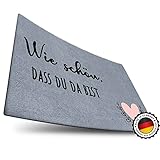 ElbFuchs® Fußmatte 40x60cm | Wie schön, DASS du da bist | Grau | Nachhaltige Fussmatte Innen- und Außen geeignet | Extra rutschfest und waschbar